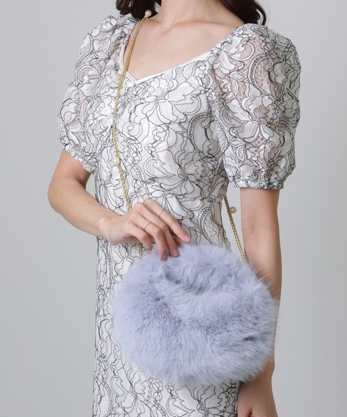 Lace Ladies(レースレディース)の「パール チェーンストラップ付き ワンハンドル ファー バッグ(ハンドバッグ・レディース・ブラック/アイボリー/モカ/ブルーグレー・FREE)」の10枚目の写真