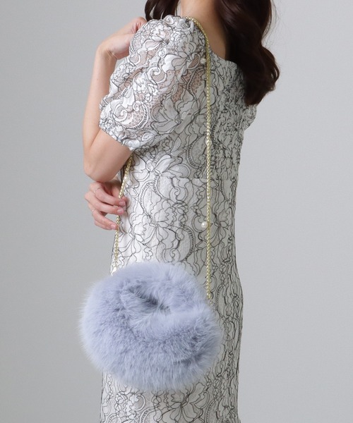 Lace Ladies(レースレディース)の「パール チェーンストラップ付き ワンハンドル ファー バッグ(ハンドバッグ・レディース・ブラック/アイボリー/モカ/ブルーグレー・FREE)」の11枚目の写真