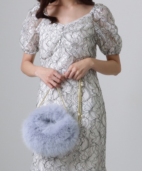 Lace Ladies(レースレディース)の「パール チェーンストラップ付き ワンハンドル ファー バッグ(ハンドバッグ・レディース・ブラック/アイボリー/モカ/ブルーグレー・FREE)」の14枚目の写真