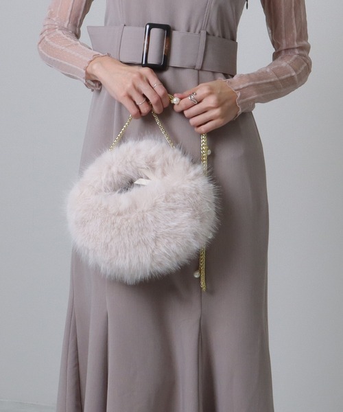 Lace Ladies(レースレディース)の「パール チェーンストラップ付き ワンハンドル ファー バッグ(ハンドバッグ・レディース・ブラック/アイボリー/モカ/ブルーグレー・FREE)」の19枚目の写真