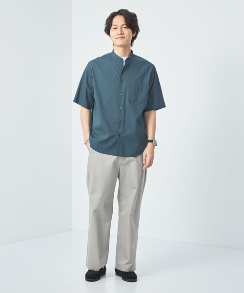 green label relaxing（グリーンレーベルリラクシング）の「コットンシルクボイル ジャストルーズ バンドカラー シャツ（シャツ/ブラウス・メンズ・ロイヤルブルー/ダークグリーン・M/L/S/XL）」の8枚目の写真