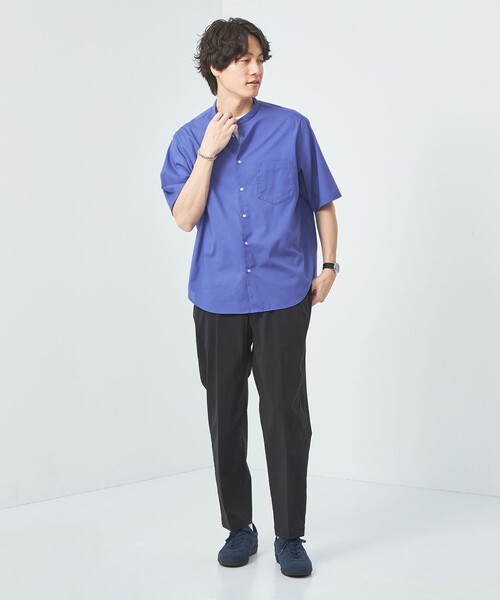 green label relaxing（グリーンレーベルリラクシング）の「コットンシルクボイル ジャストルーズ バンドカラー シャツ（シャツ/ブラウス・メンズ・ロイヤルブルー/ダークグリーン・M/L/S/XL）」の9枚目の写真