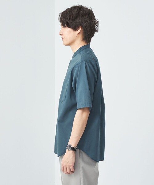 green label relaxing（グリーンレーベルリラクシング）の「コットンシルクボイル ジャストルーズ バンドカラー シャツ（シャツ/ブラウス・メンズ・ロイヤルブルー/ダークグリーン・M/L/S/XL）」の11枚目の写真