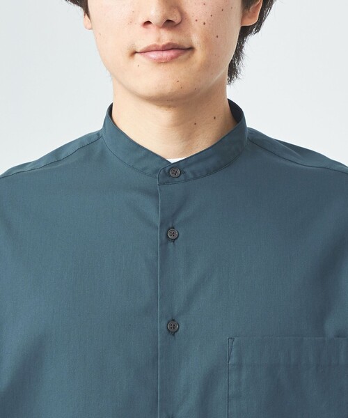 green label relaxing（グリーンレーベルリラクシング）の「コットンシルクボイル ジャストルーズ バンドカラー シャツ（シャツ/ブラウス・メンズ・ロイヤルブルー/ダークグリーン・M/L/S/XL）」の13枚目の写真