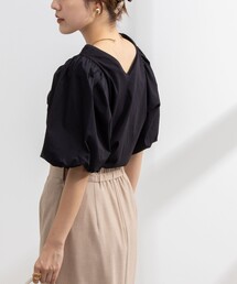 2WAY布帛切り替え袖ボリュームカットソー