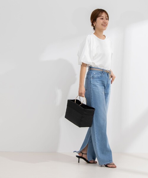 NOLLEY’S（ノーリーズ）の「2WAY布帛切り替え袖ボリュームカットソー（Tシャツ/カットソー・レディース・ブラック/ネイビー/ホワイト・FREE）」の7枚目の写真