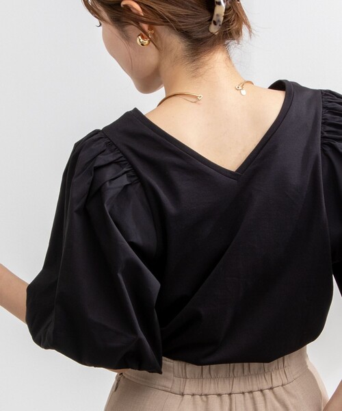 NOLLEY’S（ノーリーズ）の「2WAY布帛切り替え袖ボリュームカットソー（Tシャツ/カットソー・レディース・ブラック/ネイビー/ホワイト・FREE）」の19枚目の写真