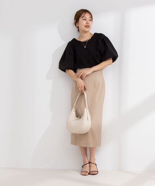 NOLLEY’S（ノーリーズ）の「2WAY布帛切り替え袖ボリュームカットソー（Tシャツ/カットソー・レディース・ブラック/ネイビー/ホワイト・FREE）」の20枚目の写真