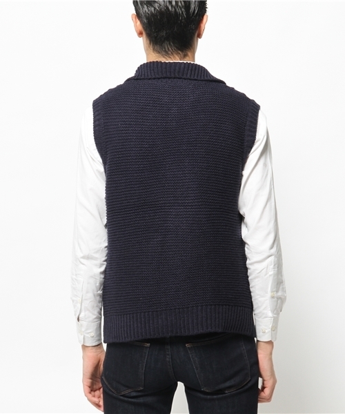 SEVENDAYS=SUNDAY（セブンデイズサンデイ）の「バルキーアクリル　ケーブルニットベスト（ベスト・メンズ・オフホワイト/ネイビー・MEDIUM/LARGE）」の4枚目の写真