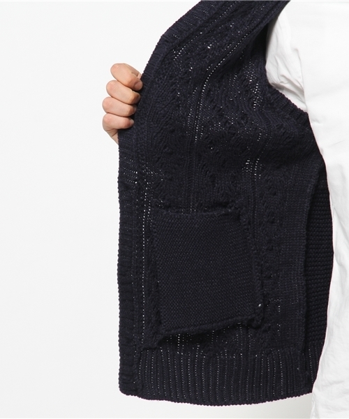 SEVENDAYS=SUNDAY（セブンデイズサンデイ）の「バルキーアクリル　ケーブルニットベスト（ベスト・メンズ・オフホワイト/ネイビー・MEDIUM/LARGE）」の8枚目の写真
