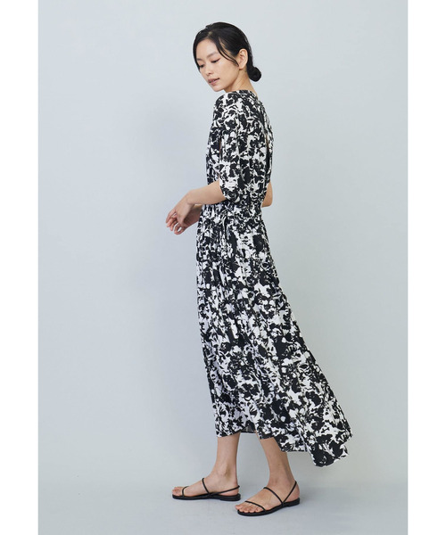 24SS 新品　プルミエアロンディスモン ボタニカルプリントドロストワンピース 24SS 新品 プルミエアロンディスモン ボタニカルプリント