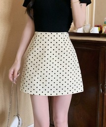 台形ドットミニスカート