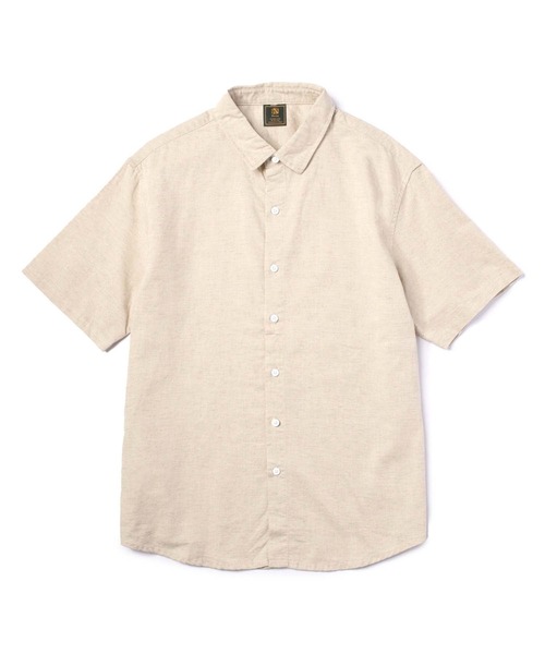 Noen(ノエン)の「半袖リネンレギュラーカラーシャツ(Tシャツ/カットソー・メンズ・ベージュ/ホワイト/ブルー・LARGE/MEDIUM)」の3枚目の写真