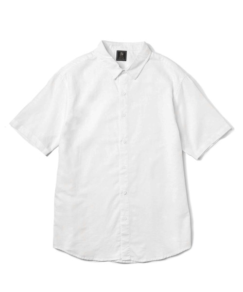 Noen(ノエン)の「半袖リネンレギュラーカラーシャツ(Tシャツ/カットソー・メンズ・ベージュ/ホワイト/ブルー・LARGE/MEDIUM)」の1枚目の写真