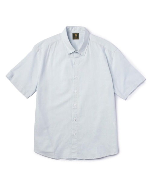 Noen(ノエン)の「半袖リネンレギュラーカラーシャツ(Tシャツ/カットソー・メンズ・ベージュ/ホワイト/ブルー・LARGE/MEDIUM)」の2枚目の写真