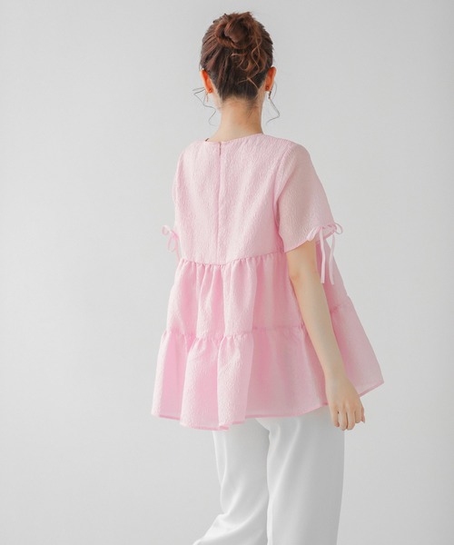Fit more(フィットモア)の「シアージャガード袖リボンティアードトップス(シャツ/ブラウス・レディース・ピンク/ブルー/ホワイト・FREE)」の19枚目の写真