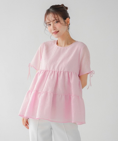 Fit more(フィットモア)の「シアージャガード袖リボンティアードトップス(シャツ/ブラウス・レディース・ピンク/ブルー/ホワイト・FREE)」の20枚目の写真