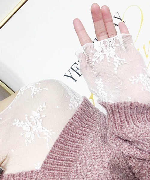 Miniministore(ミニミニストア)の「レース チュール トップス レディース(シャツ/ブラウス・レディース・グレー/ブラック/ベージュ/テラコッタ/ホワイト/キャメル・FREE)」の8枚目の写真