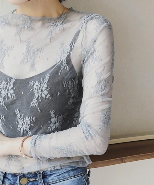 Miniministore(ミニミニストア)の「レース チュール トップス レディース(シャツ/ブラウス・レディース・グレー/ブラック/ベージュ/テラコッタ/ホワイト/キャメル・FREE)」の15枚目の写真