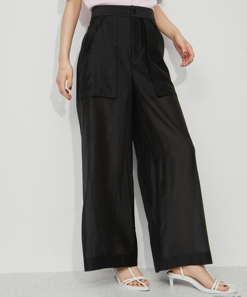 ADAM ET ROPE'(アダムエロペ)の「シアーワークパンツ(その他パンツ・レディース・ブラック/ホワイト・38/36)」の2枚目の写真