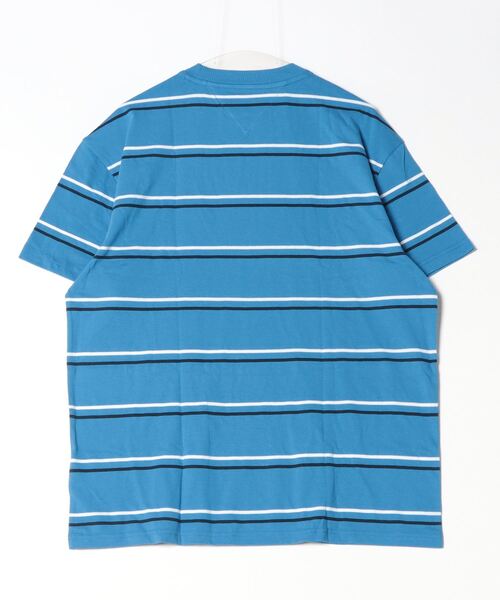 トミー ヒルフィガー   レギュラースクリプトボーダーTシャツ （ブルー） トミー ヒルフィガー TOMMY HILFIGER レギュラースクリプト