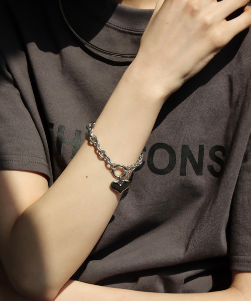 abaskdesign（アバスクデザイン）の「金属アレルギー対応 ハートチャームダブルチェーンステンレスブレスレット（ブレスレット・レディース・ゴールド/シルバー・FREE）」の12枚目の写真