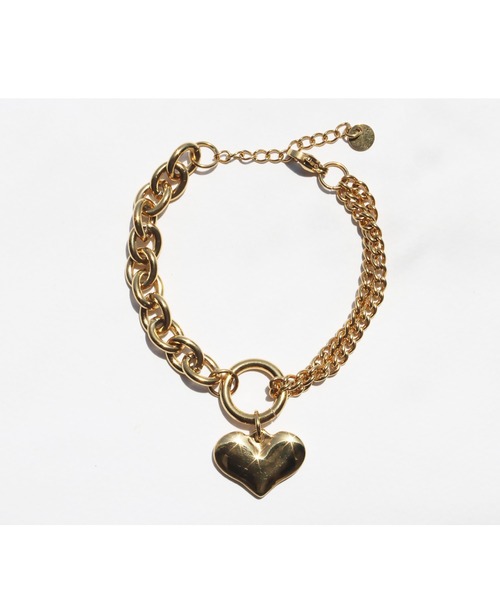 abaskdesign（アバスクデザイン）の「金属アレルギー対応 ハートチャームダブルチェーンステンレスブレスレット（ブレスレット・レディース・ゴールド/シルバー・FREE）」の3枚目の写真