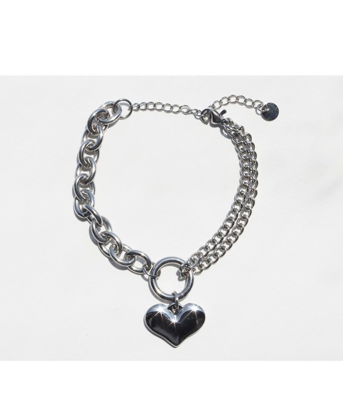 abaskdesign（アバスクデザイン）の「金属アレルギー対応 ハートチャームダブルチェーンステンレスブレスレット（ブレスレット・レディース・ゴールド/シルバー・FREE）」の4枚目の写真