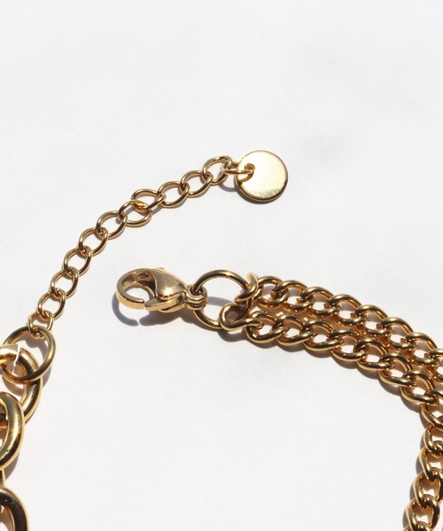 abaskdesign（アバスクデザイン）の「金属アレルギー対応 ハートチャームダブルチェーンステンレスブレスレット（ブレスレット・レディース・ゴールド/シルバー・FREE）」の5枚目の写真
