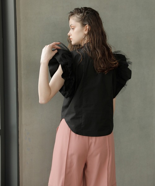 MIELI INVARIANT(ミエリインヴァリアント)の「Petal Sleeve Blouse(シャツ/ブラウス・レディース・ホワイト/ブラック・FREE)」の6枚目の写真