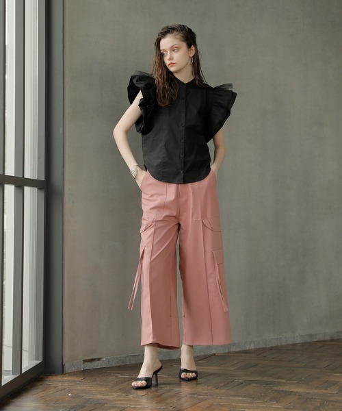 MIELI INVARIANT(ミエリインヴァリアント)の「Petal Sleeve Blouse(シャツ/ブラウス・レディース・ホワイト/ブラック・FREE)」の9枚目の写真