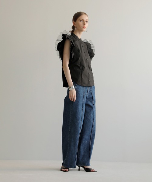 MIELI INVARIANT(ミエリインヴァリアント)の「Petal Sleeve Blouse(シャツ/ブラウス・レディース・ホワイト/ブラック・FREE)」の10枚目の写真