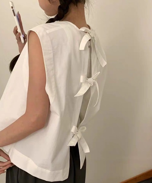 ブラウス シャツ 「Narcissus」バックリボンノースリーブ レディース バックリボンノースリーブ | Narcissus WEB STORE