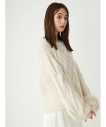 FRAY I.D（フレイアイディー）の「ケーブル編みモヘアラメニットプル 