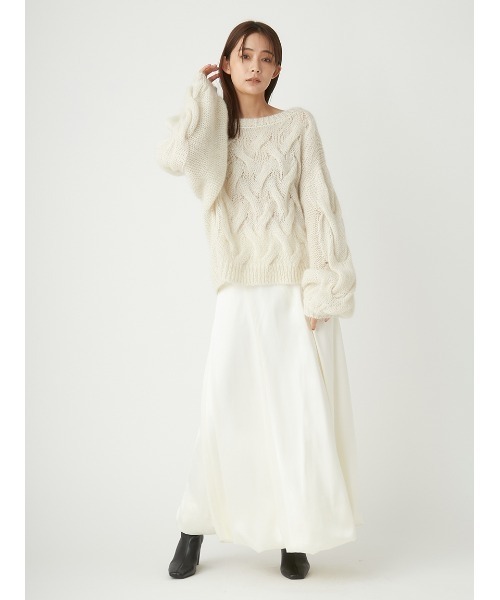 FRAY I.D(フレイアイディー)の「ケーブル編みモヘアラメニットプルオーバー(ニット/セーター・レディース・オフホワイト/ライトピンク/オレンジ・FREE)」の12枚目の写真