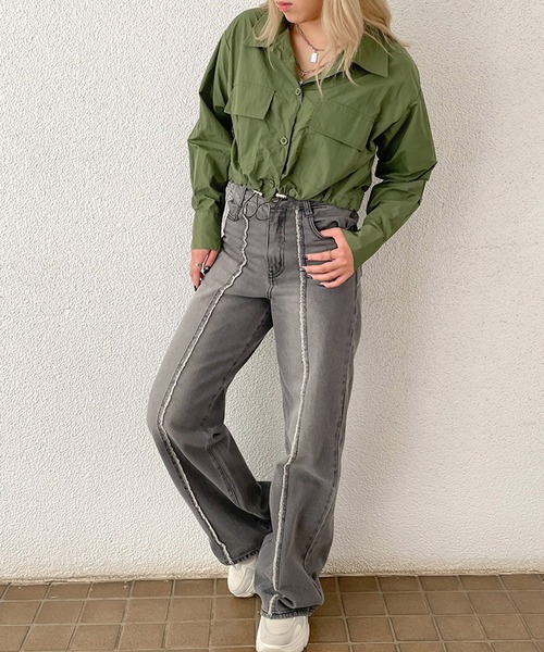 GORGE(ゴージ)の「《ショート丈×ミリタリー》レディース シャツブルゾン 羽織り 春夏秋(ブルゾン・レディース・ベージュ/カーキ/ブラック/グレー・F)」の8枚目の写真