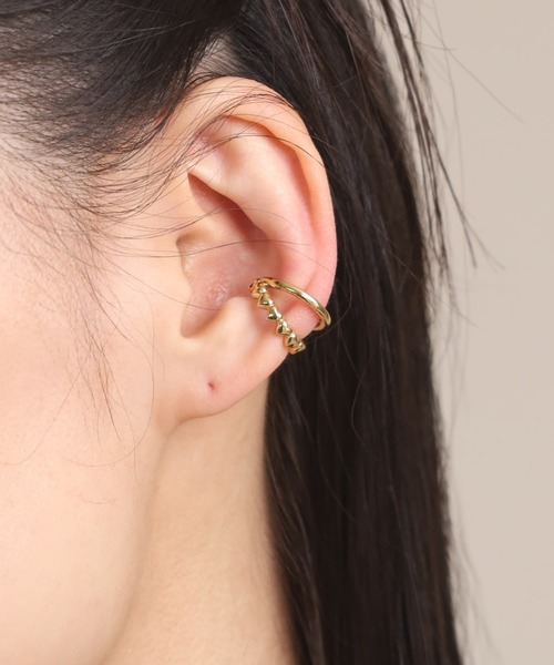 LHME（エルエイチエムイー）の「【WEB限定】“Moment”ハートダブルイヤーカフ/サージカルステンレス（金属アレルギー対応）【LHME / エルエイチエムイー】（イヤーカフ・レディース・ゴールド/シルバー・ONE SIZE）」の7枚目の写真