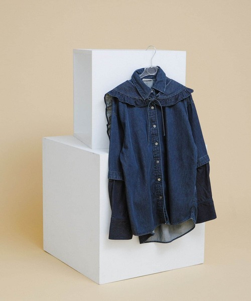 PPcloset デニムブラウス FLUFFY DENIM BLOUSE 31 FLUFFY DENIM BLOUSE - pp*closet