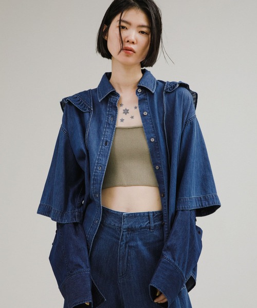 PPcloset デニムブラウス FLUFFY DENIM BLOUSE 31 PPcloset デニムブラウス FLUFFY DENIM BLOUSE 31