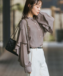 Noble | 《追加》ドライシフォンラッフルスリーブブラウス(シャツ/ブラウス)
