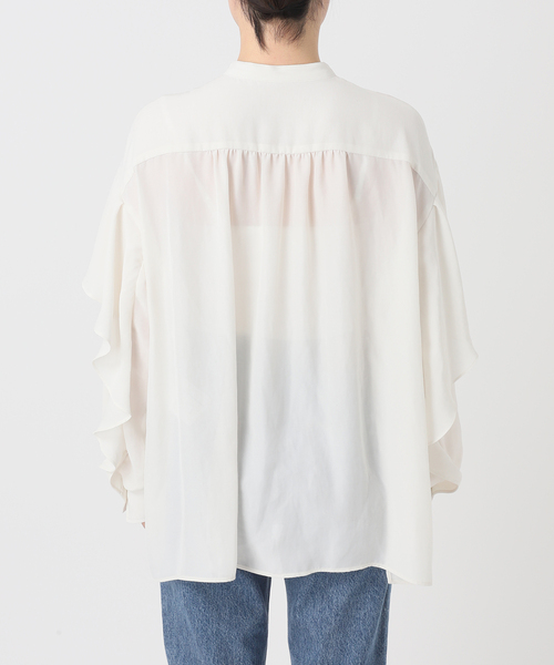 NOBLE 【洗える】スリットスリーブブラウス　ホワイト　新品 NOBLE 【洗える】スリットスリーブブラウス 洗える】スリット