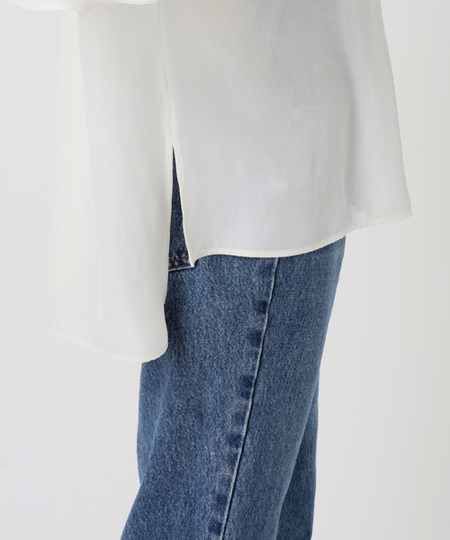 Noble（ノーブル）の「《追加》ドライシフォンラッフルスリーブブラウス（シャツ/ブラウス・レディース・グレー/ホワイト/ブラウン・FREE）」の12枚目の写真