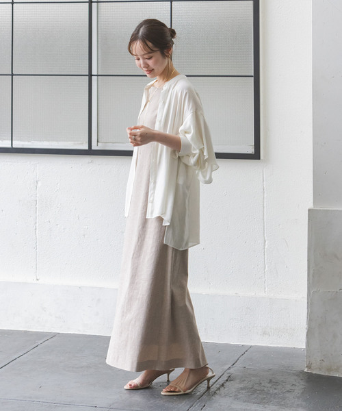 Noble（ノーブル）の「《追加》ドライシフォンラッフルスリーブブラウス（シャツ/ブラウス・レディース・グレー/ホワイト/ブラウン・FREE）」の14枚目の写真