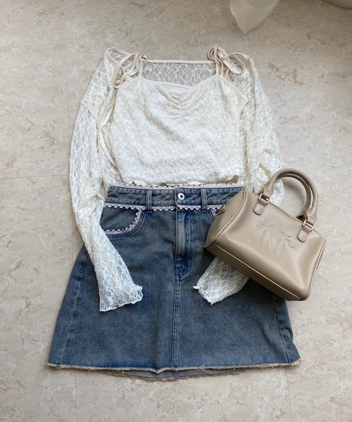 one after another NICE CLAUP（ワンアフターアナザーナイスクラップ）の「アソート台形ミニスカート（スカート・レディース・アイボリー系/ブルー系/ブラック系/ブラウン系・FREE）」の15枚目の写真