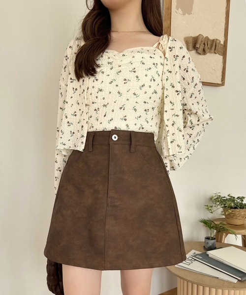 one after another NICE CLAUP（ワンアフターアナザーナイスクラップ）の「アソート台形ミニスカート（スカート・レディース・アイボリー系/ブルー系/ブラック系/ブラウン系・FREE）」の6枚目の写真