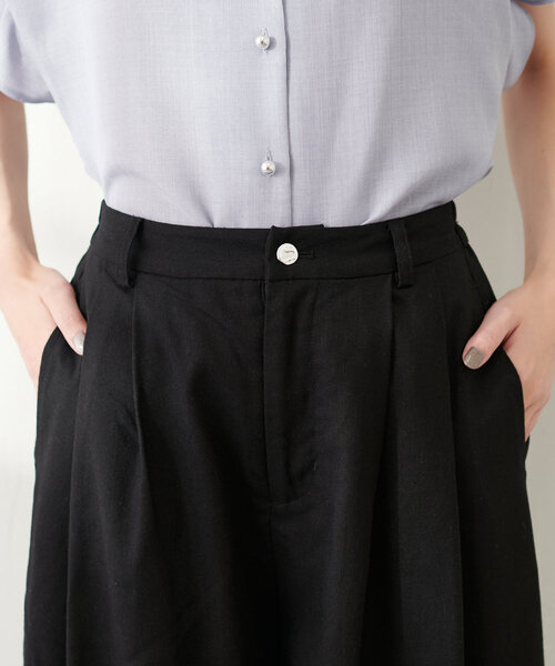 natural couture(ナチュラルクチュール)の「綿麻タックガウチョパンツ(その他パンツ・レディース・ライトベージュ/ブラック/モカ・FREE)」の13枚目の写真