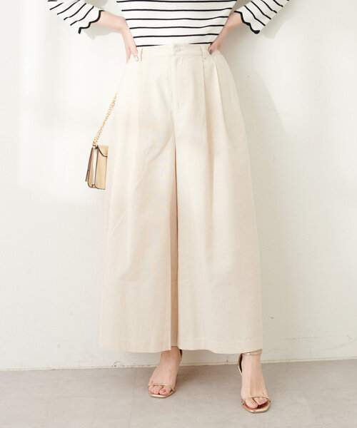 natural couture(ナチュラルクチュール)の「綿麻タックガウチョパンツ(その他パンツ・レディース・ライトベージュ/ブラック/モカ・FREE)」の19枚目の写真