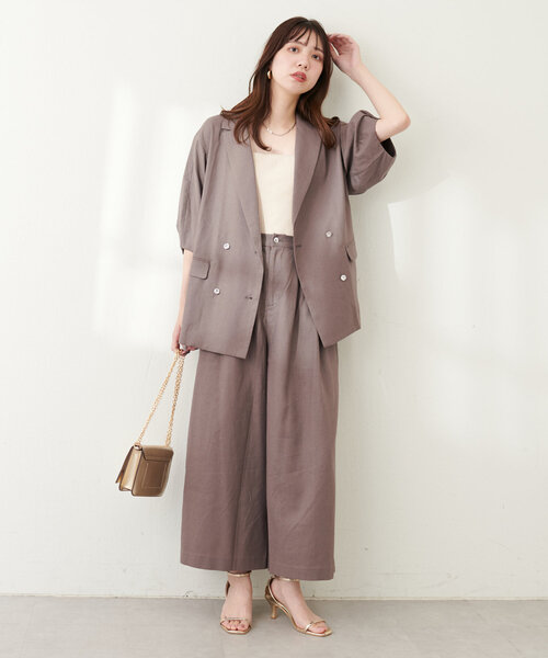 natural couture(ナチュラルクチュール)の「綿麻タックガウチョパンツ(その他パンツ・レディース・ライトベージュ/ブラック/モカ・FREE)」の20枚目の写真