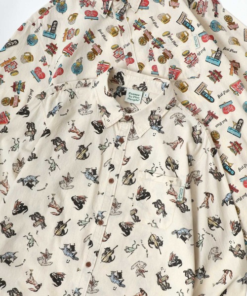 POWER TO THE PEOPLE(パワートゥーザピープル)の「POWER TO THE PEOPLE/パワートゥザピープル 総柄プリント レギュラーカラーシャツ/レディース メンズ(シャツ/ブラウス・レディース・ホワイト系その他/ホワイト系その他3/ホワイト系その他2/ホワイト系その他5/ホワイト系その他6/ホワイト系その他4/ホワイト系2/ホワイト系3/ホワイト系1・M/L/LL)」の3枚目の写真