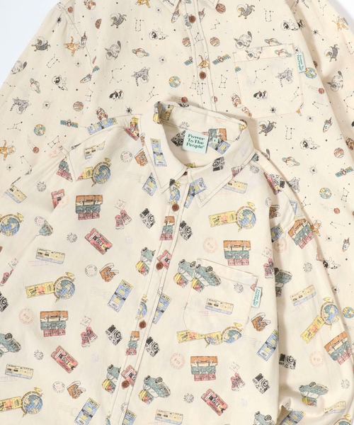 POWER TO THE PEOPLE(パワートゥーザピープル)の「POWER TO THE PEOPLE/パワートゥザピープル 総柄プリント レギュラーカラーシャツ/レディース メンズ(シャツ/ブラウス・レディース・ホワイト系その他/ホワイト系その他3/ホワイト系その他2/ホワイト系その他5/ホワイト系その他6/ホワイト系その他4/ホワイト系2/ホワイト系3/ホワイト系1・M/L/LL)」の5枚目の写真